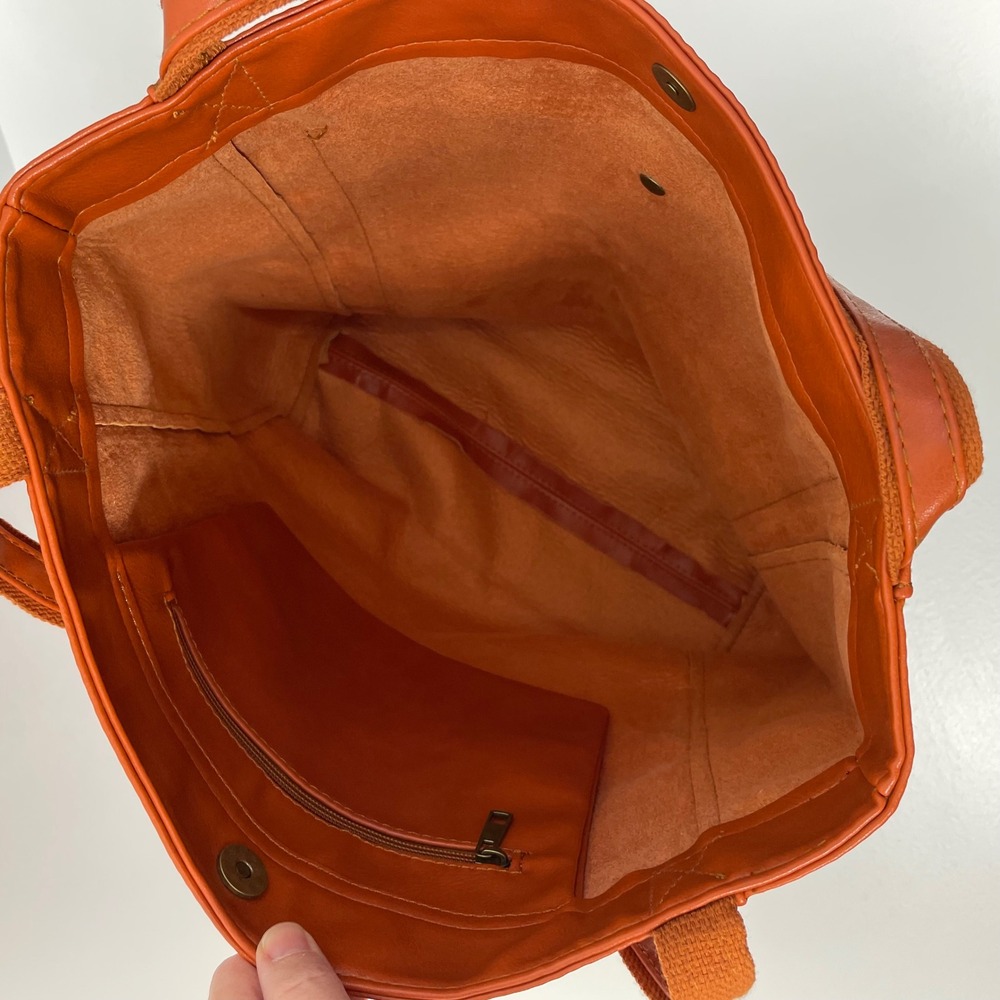 Burnt Orange Faux Leather Tote Bag Shoulder Purse Magnetic Snap Pocket Rust - Picture 3 of 8